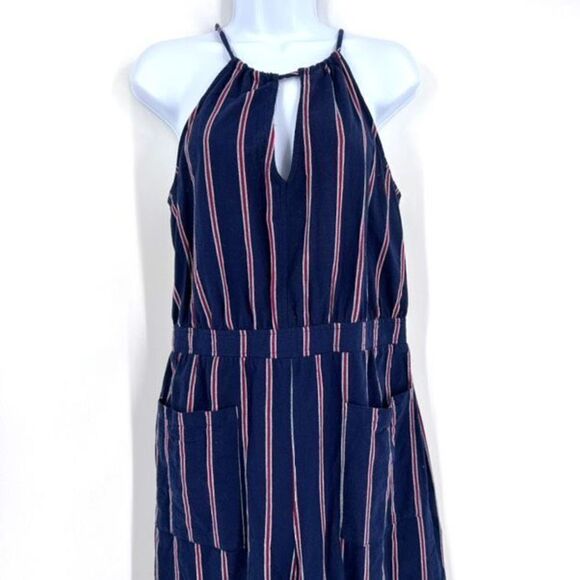 Universal Thread navy Striped Halter Jumpsuit Romper Size With Pockets Size medi - Picture 10 of 13